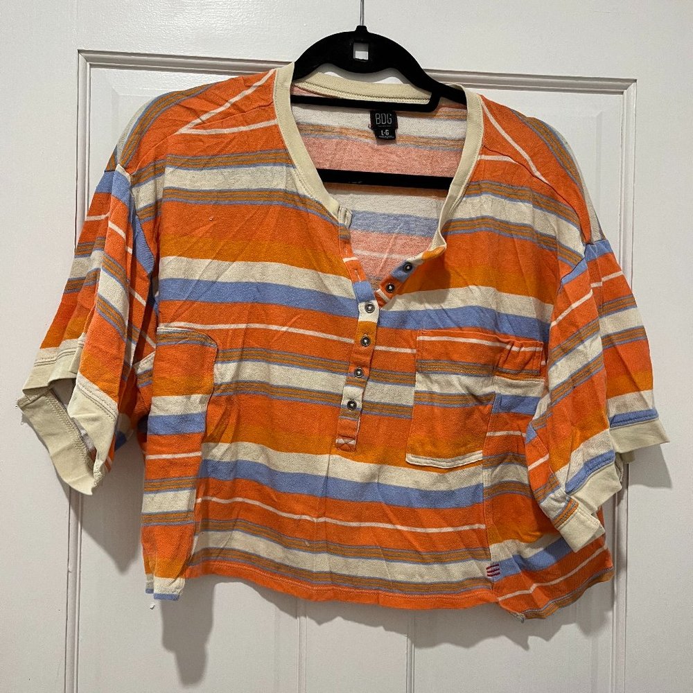 BDG Striped Cropped Shirt